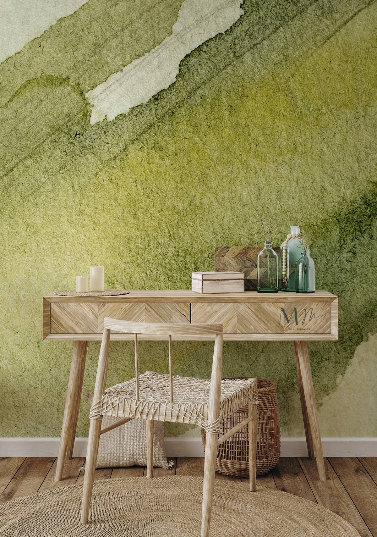 Manchas de acuarela verde